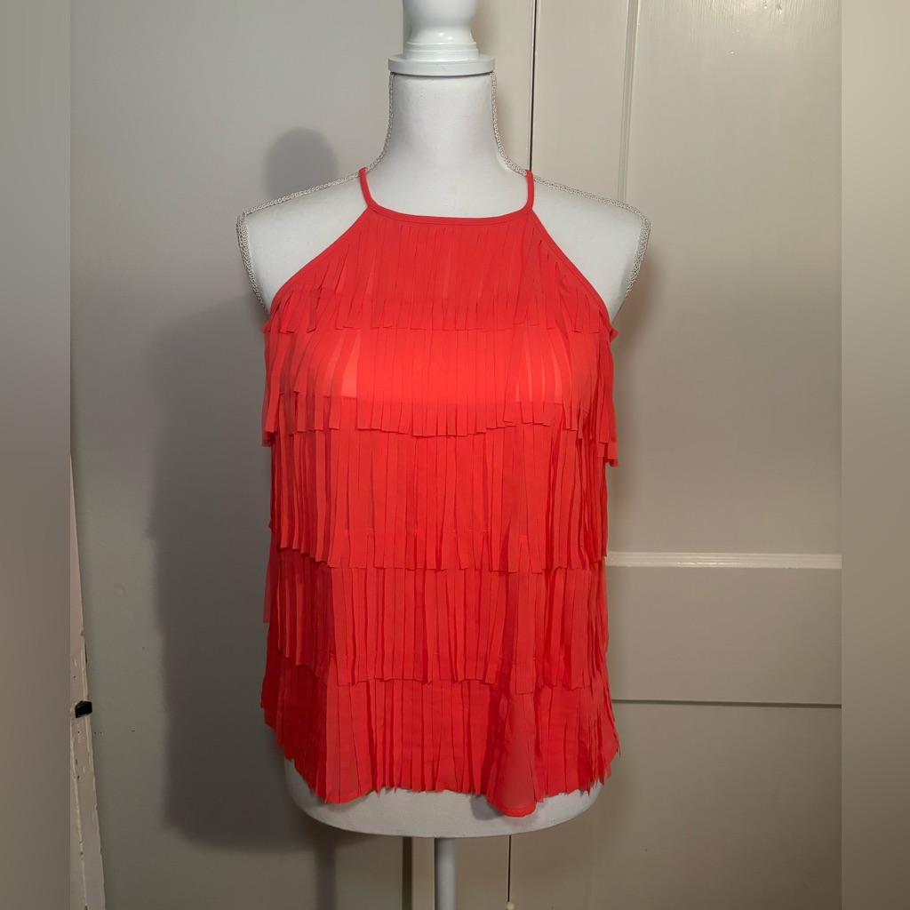 Fringe Red/Orange Halter Top